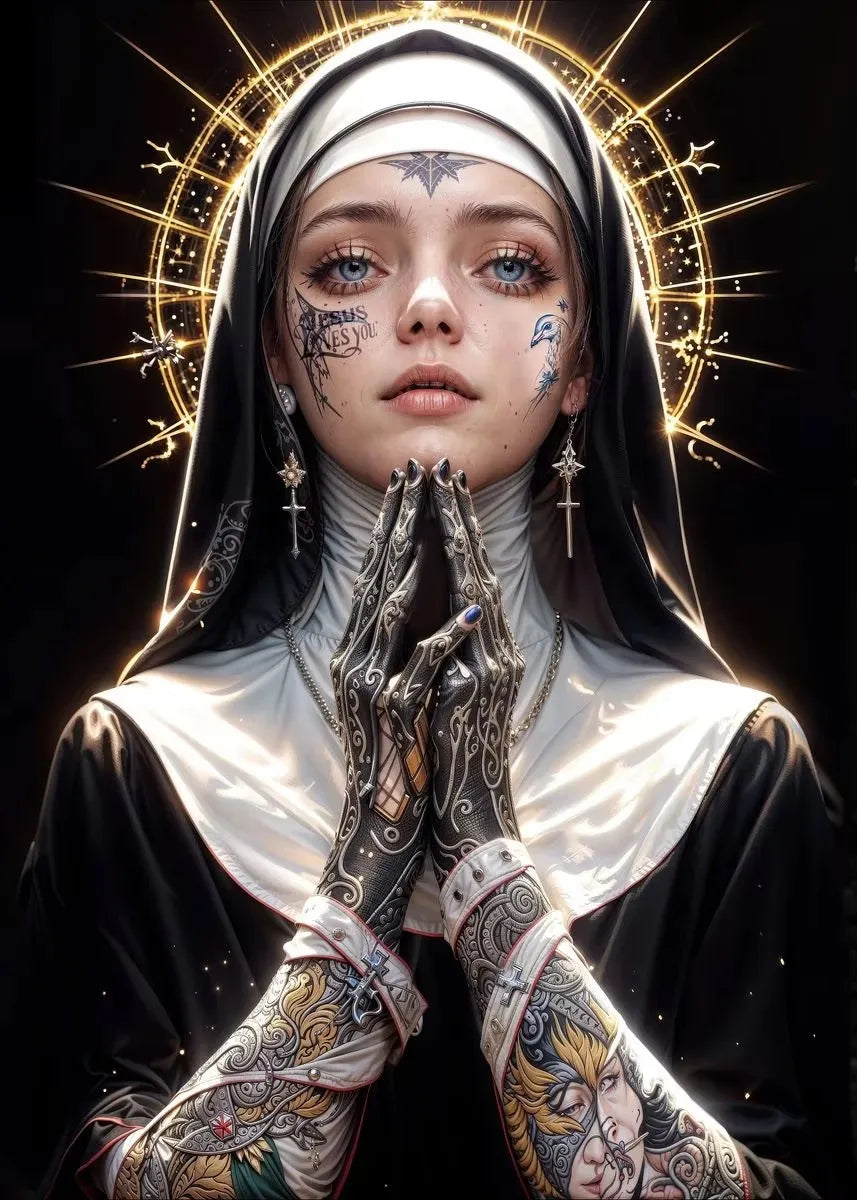 1pc 8x12" Vintage Aluminum Wall Art - Guadalupe Virgin Mary Retro Spanish Plaque, Golden Halo & Stars, Bohemian Style for Home