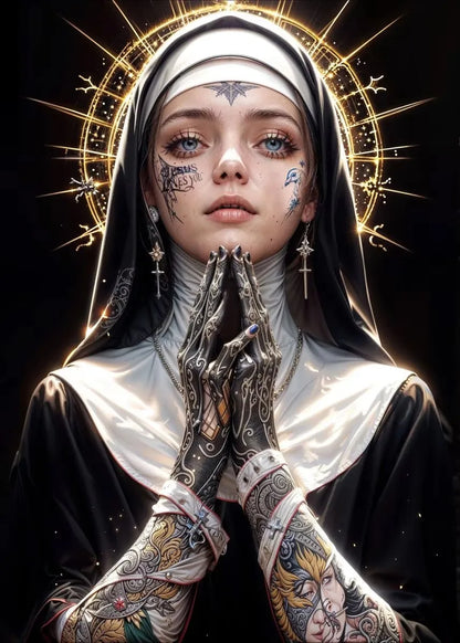 1pc 8x12" Vintage Aluminum Wall Art - Guadalupe Virgin Mary Retro Spanish Plaque, Golden Halo & Stars, Bohemian Style for Home