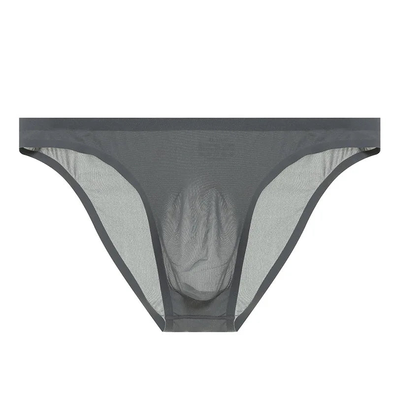Mens Ice Silk Seamless Ultra-Thin Underwear Transparent Quick Dry Sexy Pouch Briefs Male Seamless Breathable Panties Underpants