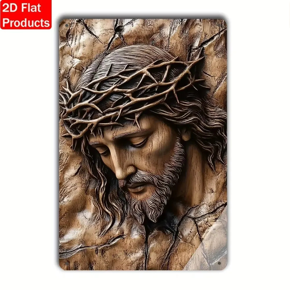 1pc 8x12" Vintage Aluminum Wall Art - Guadalupe Virgin Mary Retro Spanish Plaque, Golden Halo & Stars, Bohemian Style for Home