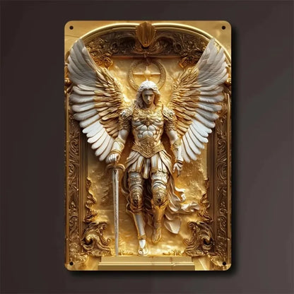 1pc 8x12" Vintage Aluminum Wall Art - Guadalupe Virgin Mary Retro Spanish Plaque, Golden Halo & Stars, Bohemian Style for Home