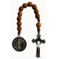 9 Inch Saint Benedict Rosary Necklace Wood Beads Medal Prayer Pocket Catholic Brown Medalla De San Benitol Crucifix N93042