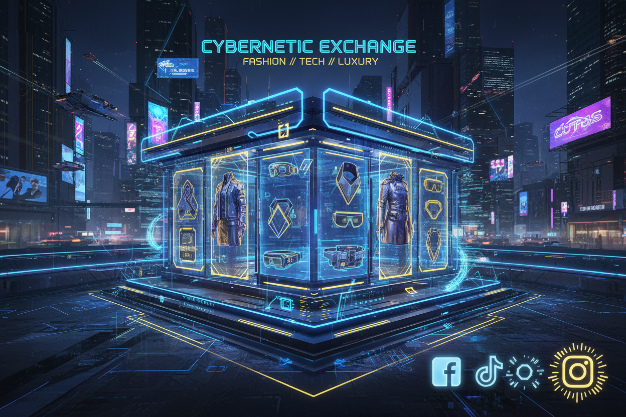 Banner cibernético con redes sociales